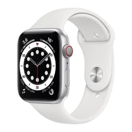 Apple Watch Series 6 (2020) GPS + Cellular 44 mm - Stainless steel Graphite - Sport band White