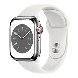 Apple Watch Series 9 (2023) GPS + Cellular 45 mm - Stainless steel Silver - Sport band White