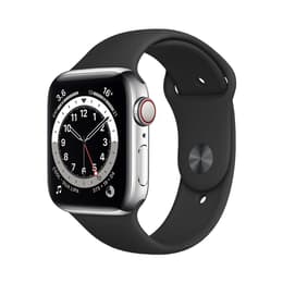 Apple Watch Series 6 (2020) GPS + Cellular 44 mm - Aluminium Silver - Sport band Black