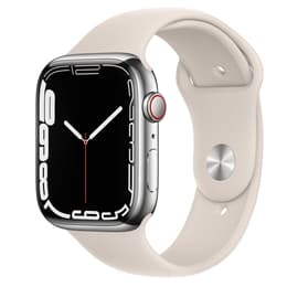 Apple Watch Series 7 (2021) GPS + Cellular 45 mm - Stainless steel Silver - Sport band Starlight