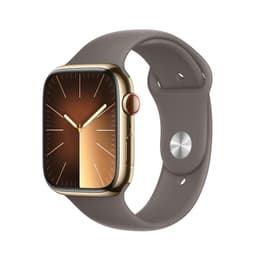 Apple Watch Series 9 (2023) GPS + Cellular 41 mm - Stainless steel Gold - Sport band Black