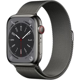 Apple Watch Series 8 (2022) GPS + Cellular 45 mm - Stainless steel Silver - Milanese loop Black