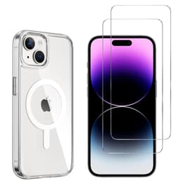 Case iPhone 15 and 2 protective screens - TPU - Transparent